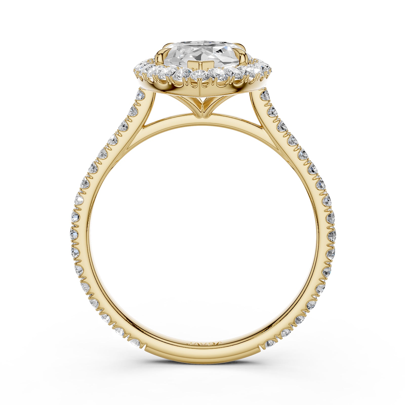 French U Pave Halo 2.54 Ctw. Round IGI Certified Diamond Engagement Ring